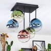 Chehalis Plafondlamp, Kogellampje Blauw, Groen, Duidelijk, Koperkleurig, 5-lichts