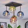 Chehalis Plafondlamp, Kogellampje Blauw, Groen, Duidelijk, Koperkleurig, 5-lichts