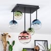 Chehalis Plafondlamp, Kogellampje Blauw, Groen, Duidelijk, Koperkleurig, 5-lichts