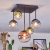 Chehalis Plafondlamp, Kogellampje Blauw, Groen, Duidelijk, Koperkleurig, 5-lichts