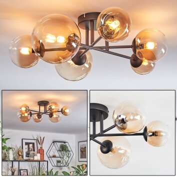 Chehalis Plafondlamp, Kogellampje 62 cm Amber, Duidelijk, 6-lichts