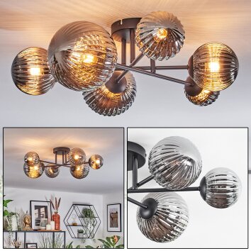 Chehalis Plafondlamp, Kogellampje 62 cm Rookkleurig, 6-lichts