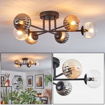 Chehalis Plafondlamp, Kogellampje 51 cm Amber, Duidelijk, Rookkleurig, 6-lichts