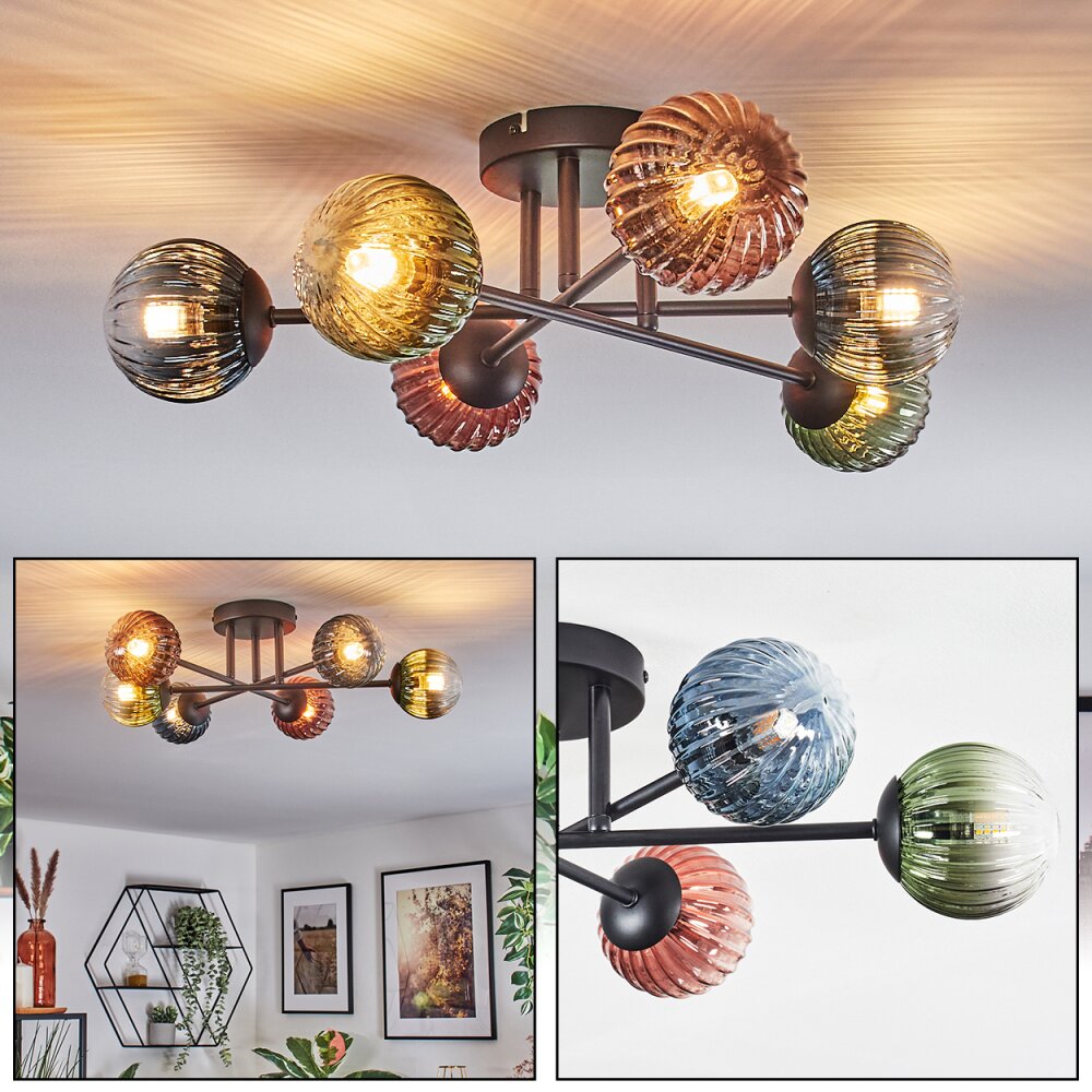 Chehalis Plafondlamp, Kogellampje 51 cm Blauw, Groen, Duidelijk, Koperkleurig, 6-lichts main product photo