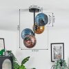 Koyoto Plafondlamp, Kogellampje 31 cm Blauw, Goud, Koperkleurig, 4-lichts