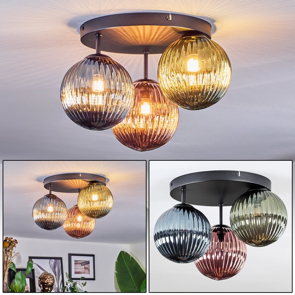 Chehalis Plafondlamp, Kogellampje 33.5 cm Blauw, Groen, Koperkleurig, 3-lichts main product photo