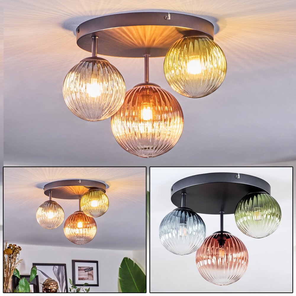 Chehalis Plafondlamp, Kogellampje 30.5 cm Blauw, Groen, Duidelijk, Koperkleurig, 3-lichts main product photo