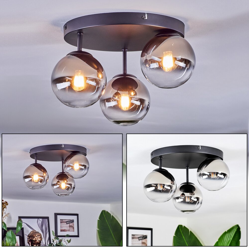 Chehalis Plafondlamp, Kogellampje 30.5 cm Chroom, Duidelijk, Rookkleurig, 3-lichts main product photo