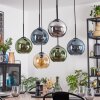 Ripoll Hanglamp, Kogellampje, Hanglamp Amber, Blauw, Chroom, Groen, Rookkleurig, 6-lichts