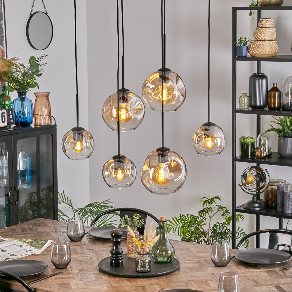 Ripoll Hanglamp, Kogellampje, Hanglamp Amber, Duidelijk, 6-lichts main product photo