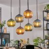 Koyoto Hanglamp, Kogellampje, Hanglamp Blauw, Groen, Koperkleurig, 6-lichts