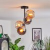 Koyoto Plafondlamp, Kogellampje 31 cm Amber, Chroom, Rookkleurig, 4-lichts