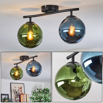 Gastor Plafondlamp, Kogellampje Blauw, Groen, 2-lichts