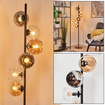 Koyoto Kogellampje, Staande lamp 32 cm Amber, Chroom, Duidelijk, Rookkleurig, 6-lichts