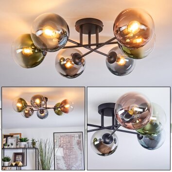 Gastor Plafondlamp, Kogellampje 62 cm Blauw, Chroom, Groen, Duidelijk, Koperkleurig, Rookkleurig, 6-lichts