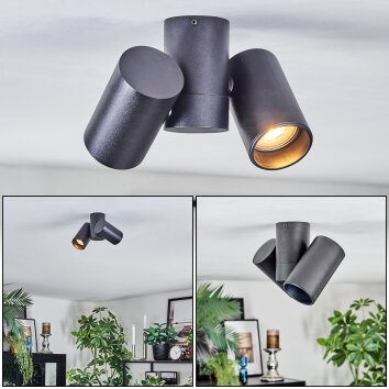 Daril Plafondlamp, Plafondspot Zwart, 2-lichts