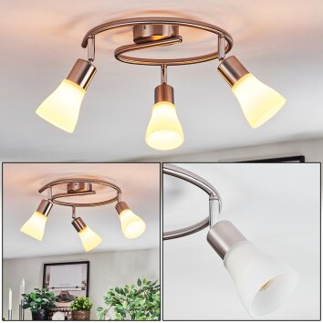 Mirlo Plafondlamp, Plafondspot Chroom, Nikkel mat, 3-lichts