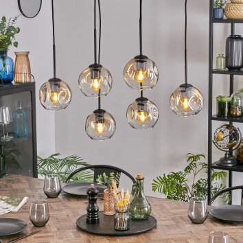Ripoll Hanglamp, Kogellampje, Hanglamp Amber, Duidelijk, 6-lichts