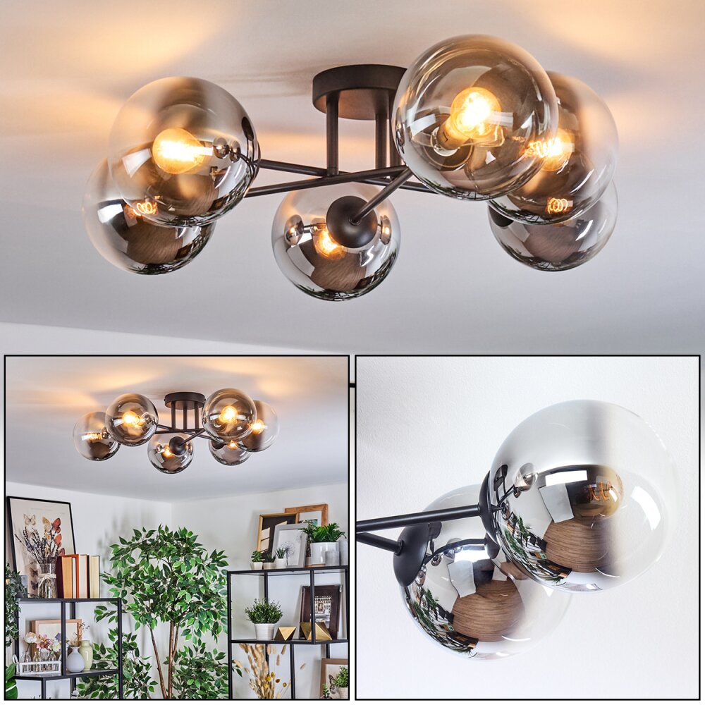 Gastor Plafondlamp, Kogellampje Chroom, Duidelijk, Rookkleurig, 6-lichts main product photo