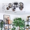 Gastor Plafondlamp, Kogellampje Chroom, Duidelijk, Rookkleurig, 6-lichts