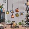 Koyoto Hanglamp, Kogellampje, Hanglamp Blauw, Groen, Koperkleurig, 6-lichts
