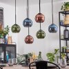 Koyoto Hanglamp, Kogellampje, Hanglamp Blauw, Groen, Koperkleurig, 6-lichts