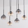 Koyoto Hanglamp, Kogellampje, Hanglamp Amber, Duidelijk, Rookkleurig, 6-lichts