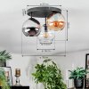 Koyoto Plafondlamp, Kogellampje Amber, Chroom, Duidelijk, Rookkleurig, 3-lichts