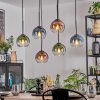 Koyoto Hanglamp, Kogellampje, Hanglamp Blauw, Groen, Duidelijk, Koperkleurig, 6-lichts