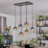 Koyoto Hanglamp, Kogellampje, Hanglamp Blauw, Groen, Duidelijk, Koperkleurig, 6-lichts