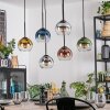 Koyoto Hanglamp, Kogellampje, Hanglamp Blauw, Goud, Duidelijk, Koperkleurig, Rookkleurig, 6-lichts