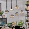 Koyoto Hanglamp, Kogellampje, Hanglamp Amber, Duidelijk, Rookkleurig, 6-lichts
