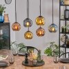 Ripoll Hanglamp, Kogellampje, Hanglamp Blauw, Goud, Koperkleurig, 6-lichts
