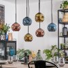Ripoll Hanglamp, Kogellampje, Hanglamp Blauw, Goud, Koperkleurig, 6-lichts
