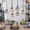 Ripoll Hanglamp, Kogellampje, Hanglamp Amber, Duidelijk, Rookkleurig, 6-lichts