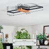 Macos Plafondlamp LED houtlook, Zwart, 1-licht