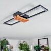Macos Plafondlamp LED houtlook, Zwart, 1-licht
