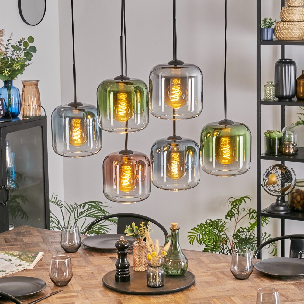 Lauden Hanglamp, Hanglamp Blauw, Groen, Duidelijk, Koperkleurig, Rookkleurig, 6-lichts main product photo