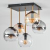 Koyoto Plafondlamp, Kogellampje Goud, Zwart, 5-lichts