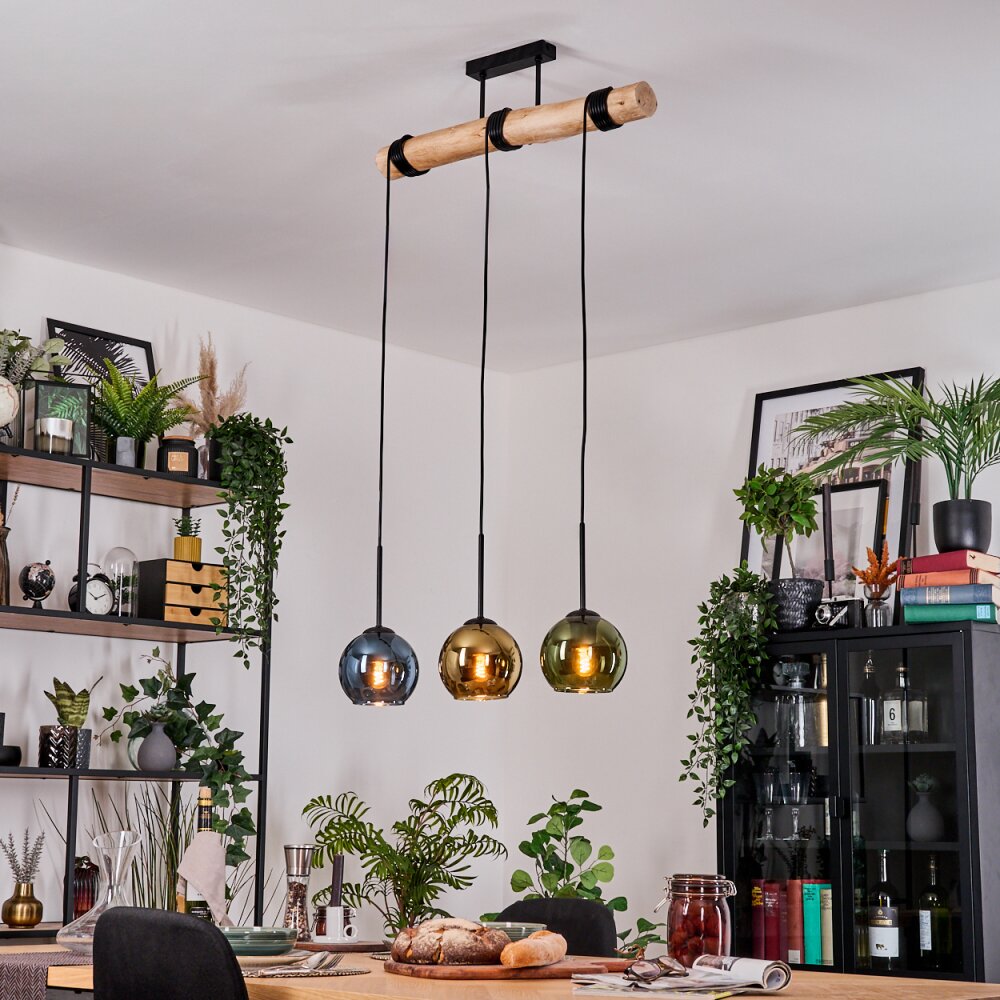 Koyoto Hanglamp, Kogellampje, Hanglamp Natuurlijke kleuren, Zwart, 3-lichts main product photo