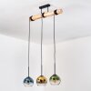 Koyoto Hanglamp, Kogellampje, Hanglamp Natuurlijke kleuren, Zwart, 3-lichts