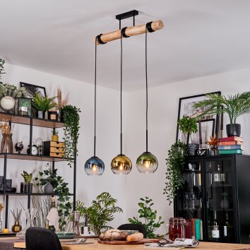 Koyoto Hanglamp, Kogellampje, Hanglamp Natuurlijke kleuren, Zwart, 3-lichts Koyoto Hanglamp, Kogellampje, Hanglamp Natuurlijke kleuren, Zwart, 3-lichts