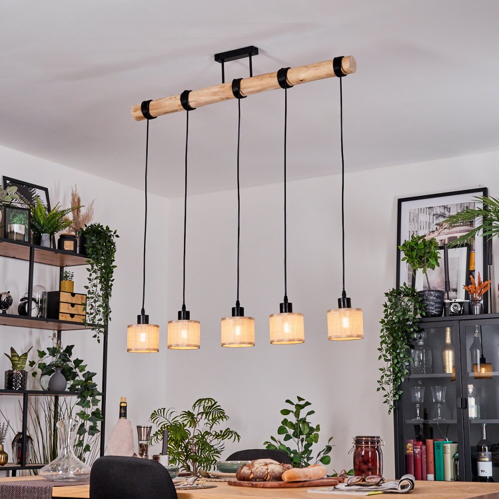 Sabadim Hanglamp, Hanglamp Natuurlijke kleuren, Zwart, 5-lichts main product photo