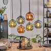 Ripoll Hanglamp, Kogellampje, Hanglamp Blauw, Groen, Koperkleurig, 6-lichts
