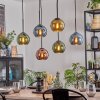 Koyoto Hanglamp, Kogellampje, Hanglamp Blauw, Goud, Groen, Koperkleurig, 6-lichts