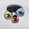 Koyoto Plafondlamp, Kogellampje 30 cm Blauw, Groen, Koperkleurig, 3-lichts