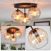 Koyoto Plafondlamp, Kogellampje 30 cm Amber, Duidelijk, 3-lichts
