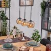 Koyoto Hanglamp, Kogellampje, Hanglamp Natuurlijke kleuren, Zwart, 3-lichts