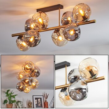 Ripoll Plafondlamp, Kogellampje Goud, Zwart, 8-lichts