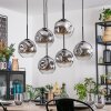 Ripoll Hanglamp, Kogellampje, Hanglamp Chroom, Duidelijk, Rookkleurig, 6-lichts